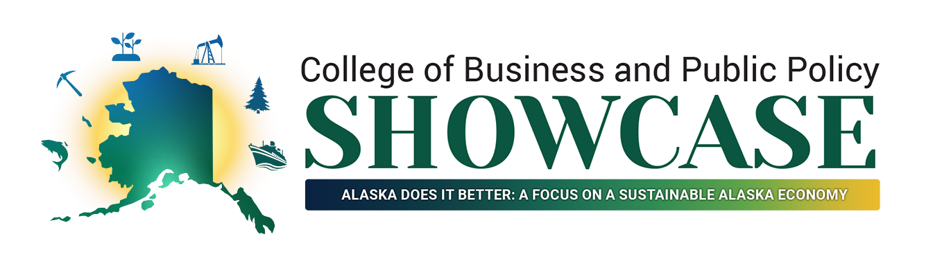 Banner image for the CBPP Showcase showing an image of the State of Alaska and several economic symbols.